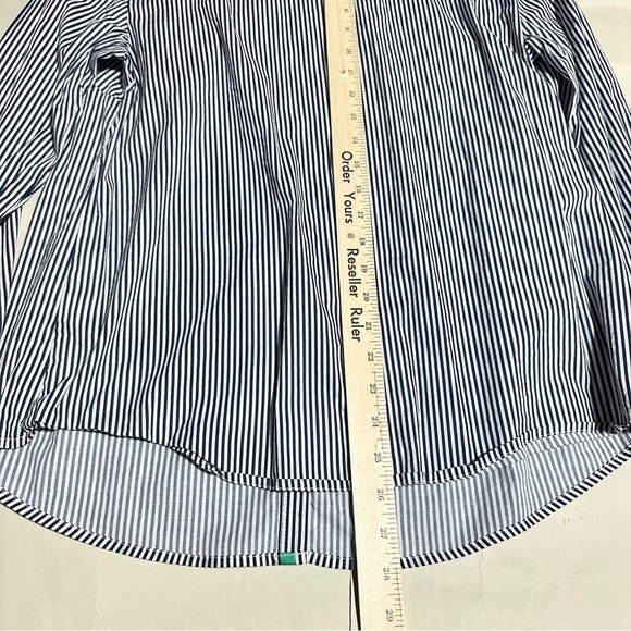 Rafaella Weekend Button Down Shirt XL Blue White Stripe Stretch Cotton Top - Picture 7 of 7